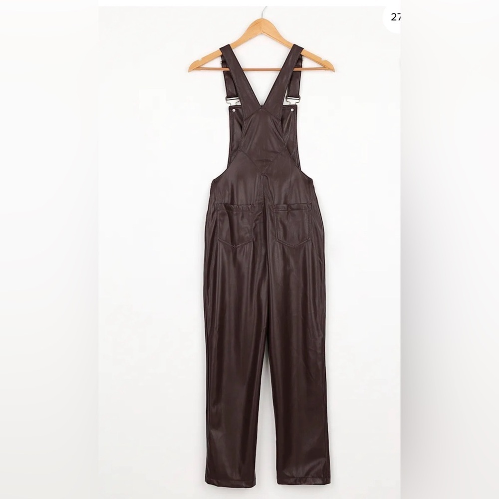 LULUS / Modern Charm Plum Purple Vegan Leather Overalls/ XS/ waist 24-26 - Picture 2 of 5